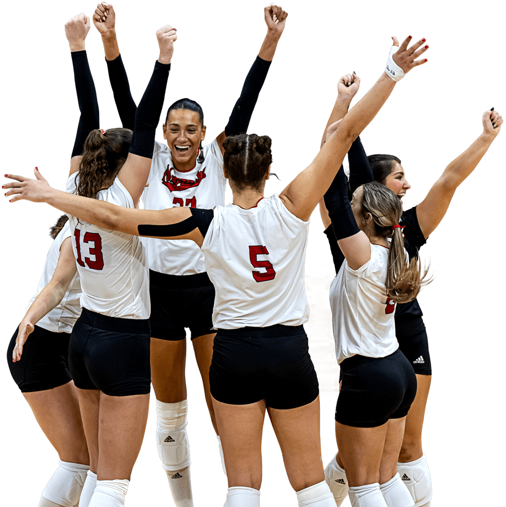 volleyball players celebrating