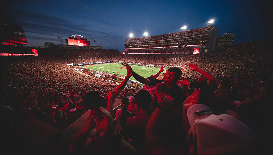 Fans cheering in the stands