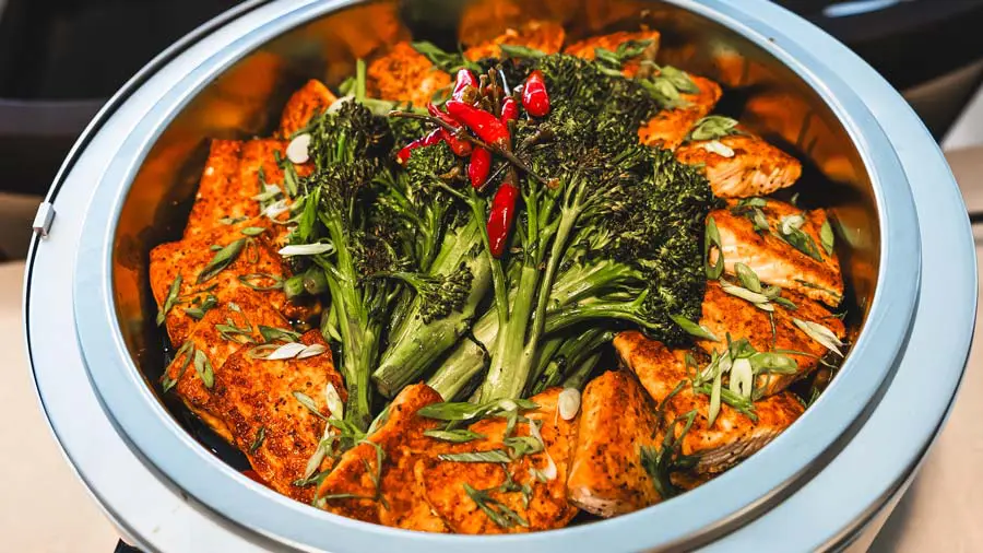 Empty chairs with fridge in the back