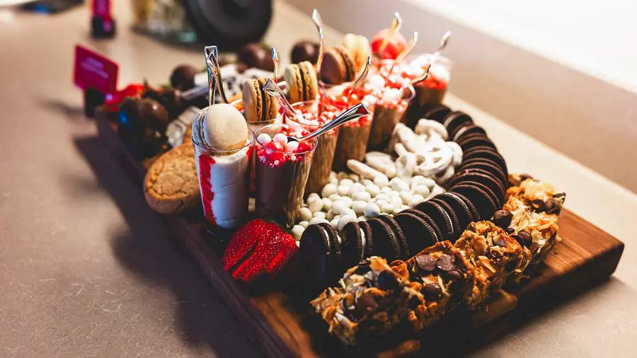 Empty chairs with fridge in the back